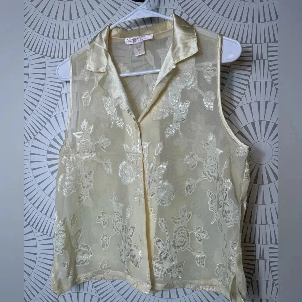 Oscar de la‎ Renta Women’s Fine Label Shorty Pajama Set Vintage Yellow XL